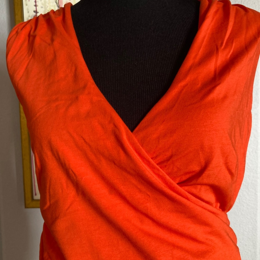 Boden Orange Sheered Side Mock Wrap Knit Dress Size 14 - Picture 3 of 6